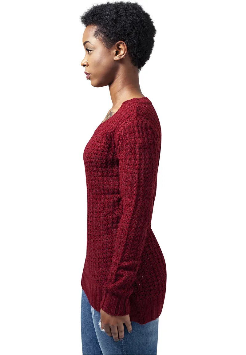Ladies Long Wideneck Sweater Urban Classics TB739-00606 burgundy