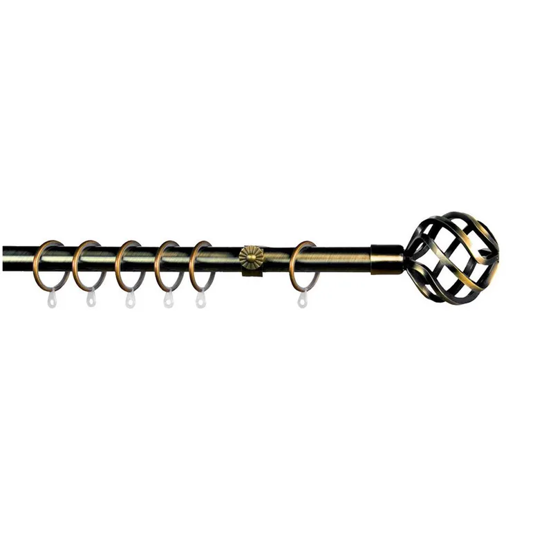Κουρτινόξυλο Φ19mm Μονό Επεκτεινόμενο 120-210cm Με Άκρα Grace Ball Cage Bronze 790126