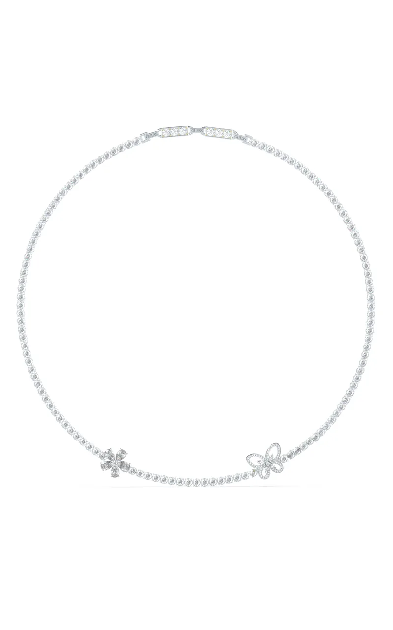 GUESS STEEL LILY JUBN05118JWRHT/U Κολιέ Ασημένιο Με Πέτρες Και Πεταλούδα