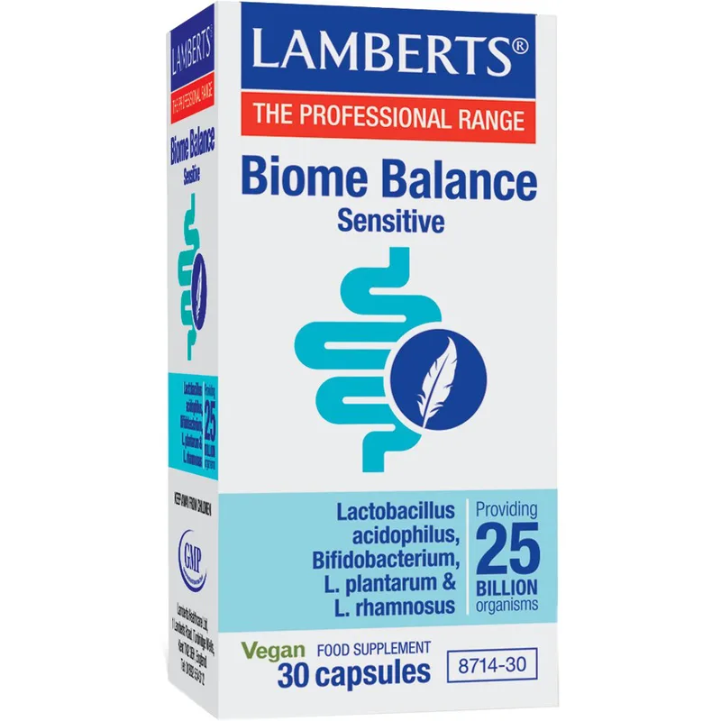 Lamberts Biome Balance Sensitive Συμπλήρωμα Διατροφής Προβιοτικών 4 Στελεχών για τη Φυσιολογική Λειτουργία του Γαστρεντερικού Συστήματος 30caps