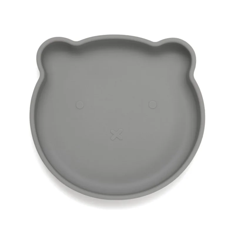 Πιάτο Σιλικόνης Με Βεντούζα Bear Pewter Green 16x17x3εκ. Petit Monkey PTM-SP2 (Υλικό: Σιλικόνη, Χρώμα: Γκρι) - Petit Monkey - PTM-SP2