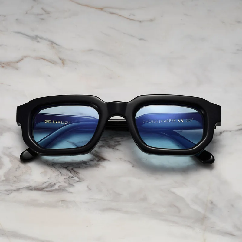 HARPER A7EP6 - HARPER - BLACK - BLUE Sunglasses | Black | Blue Shades | Explicit Poets Sunglasses