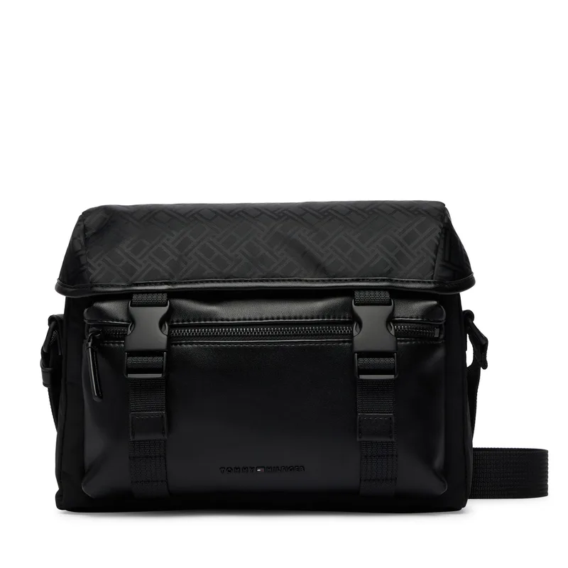 Τσαντάκι Tommy Hilfiger Th Nylon Jacquard Satchel AM0AM14404 Μαύρο