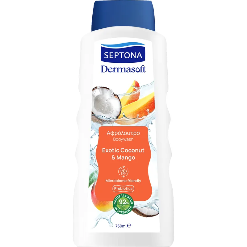Septona Dermasoft Bodywash Exotic Coconut & Mango Αφρόλουτρο Εμπλουτισμένο με Καρύδα & Μάνγκο 750ml