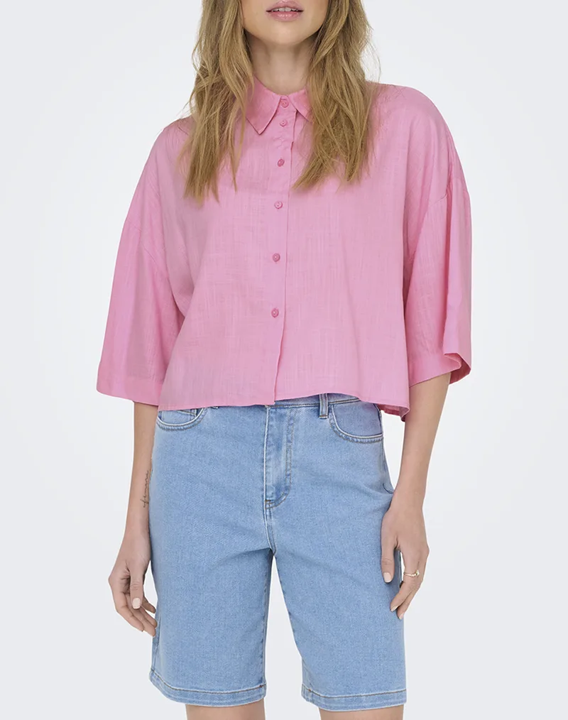 ONLY ONLASTRID LIFE 2/4 CROP SHIRT WVN NOOS 15307870-Begonia Ροζ Ροζ