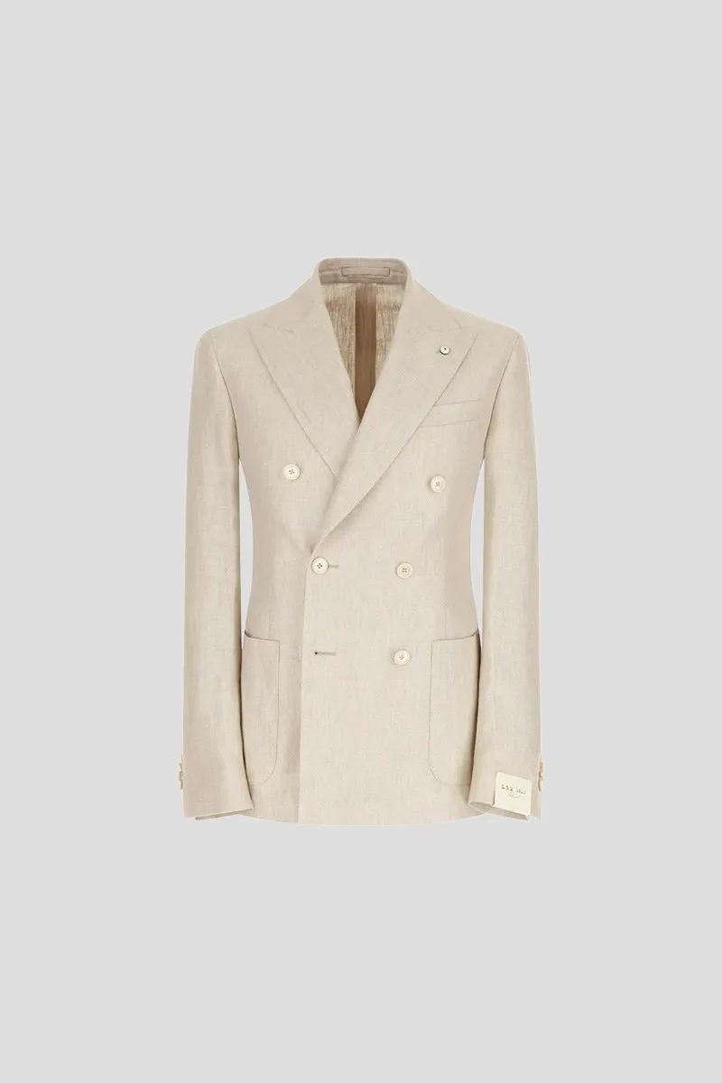 LUBIAM Ανδρικό Μπεζ Double-Breasted TOM Jacket