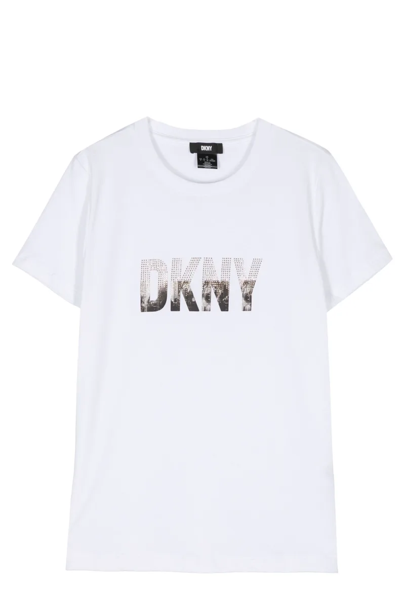 Μπλούζα Κοντομάνικη DKNY Logo Με Στρας P4DHJWNA-WHT-WHITE Γυναικείο