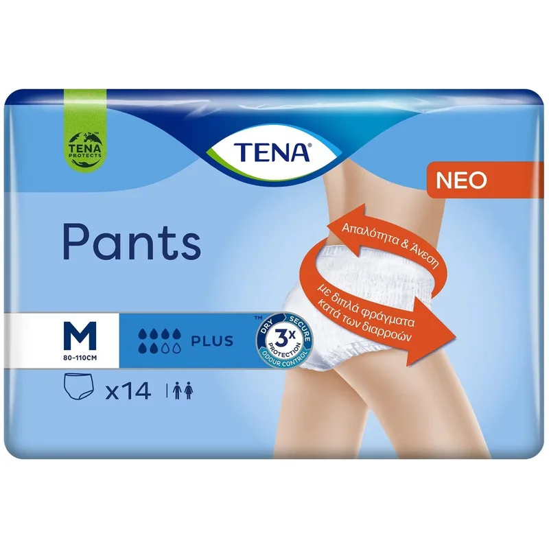Tena Value Pack Pants Plus Άνετα & Αξιόπιστα Εσώρουχα μιας Χρήσης για Μέτρια προς Βαριά Μορφή Ακράτειας 14 Τεμάχια - Medium 80-110cm