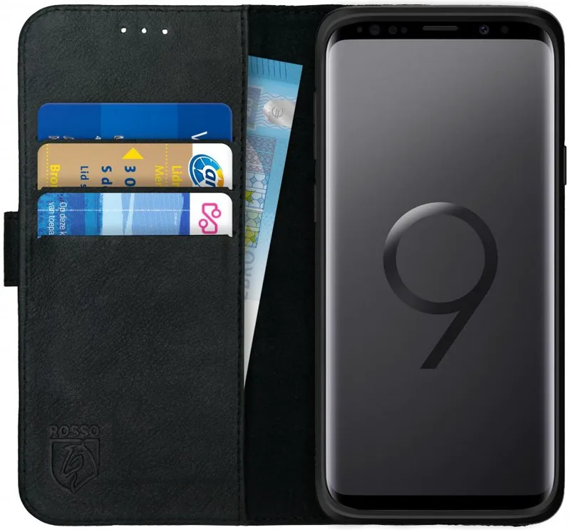 Κόκκινο Deluxe Δερμάτινη Θήκη Πορτοφόλι Samsung Galaxy S9 - Black (8719246133640)