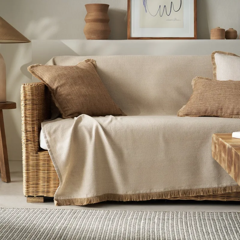 Ριχτάρι Καναπέ Τριθέσιου (180x310) Gofis Home Solenne Hemp Μπεζ 533/06