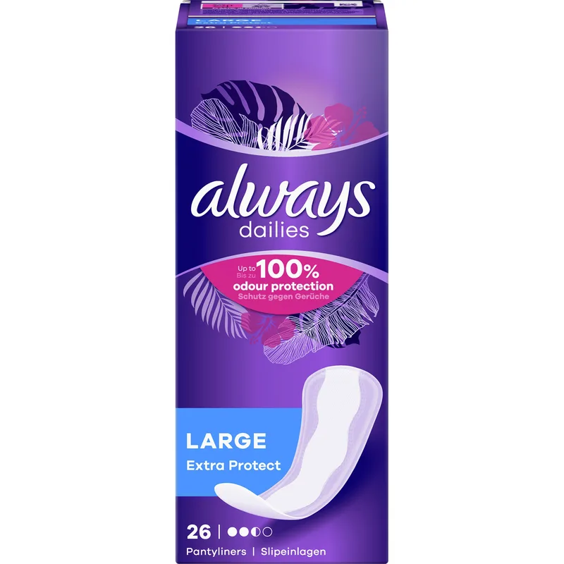 Always Dailies Large Extra Protect Σερβιετάκια Μεγάλου Μήκους για Επιπλέον Προστασία 26 Τεμάχια