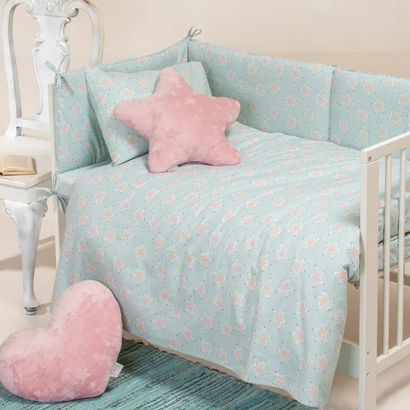 Σεντόνι Λίκνου 85x110 Melinen Mini Stars Aqua 85x110