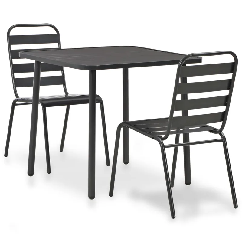 vidaXL Σετ Επίπλων Bistro 3 Τεμαχίων Σκούρο Γκρι Ατσάλινο
