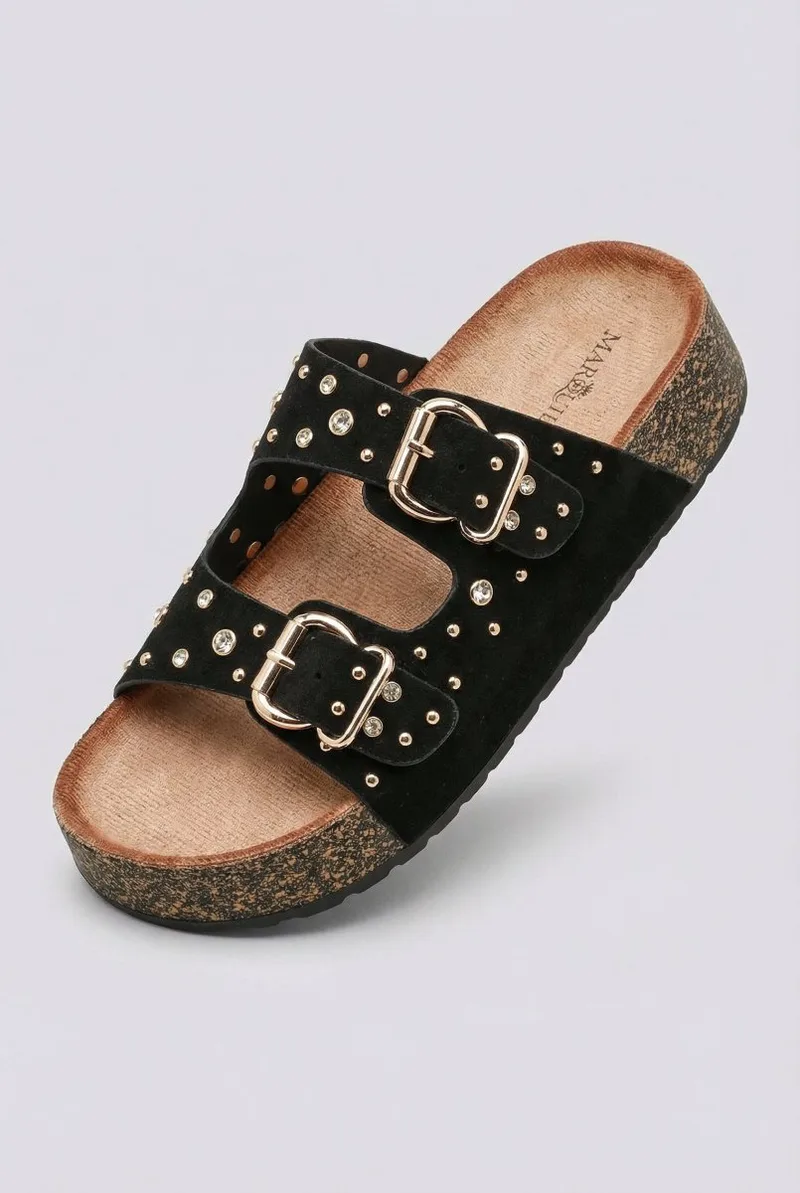 MARQUIIZ Platform Sandals Bold Buckles - 1160 - Black Suede