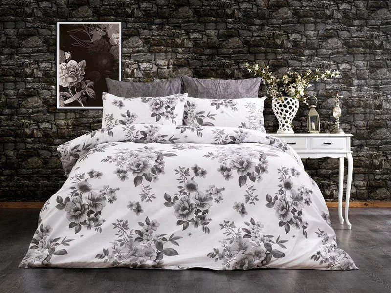 Σετ Σεντόνια 4τμχ Polycotton Υπέρδιπλα 220x240εκ. Βερονίκη 487 White-Grey DimCol (Τύπος κατωσέντονου: Χωρίς Λάστιχο, Χρώμα: Λευκό, Ύφασμα: 70% Βαμβάκι-30% Polyester, Μέγεθος: Υπέρδιπλα) - DimCol - 33312324058