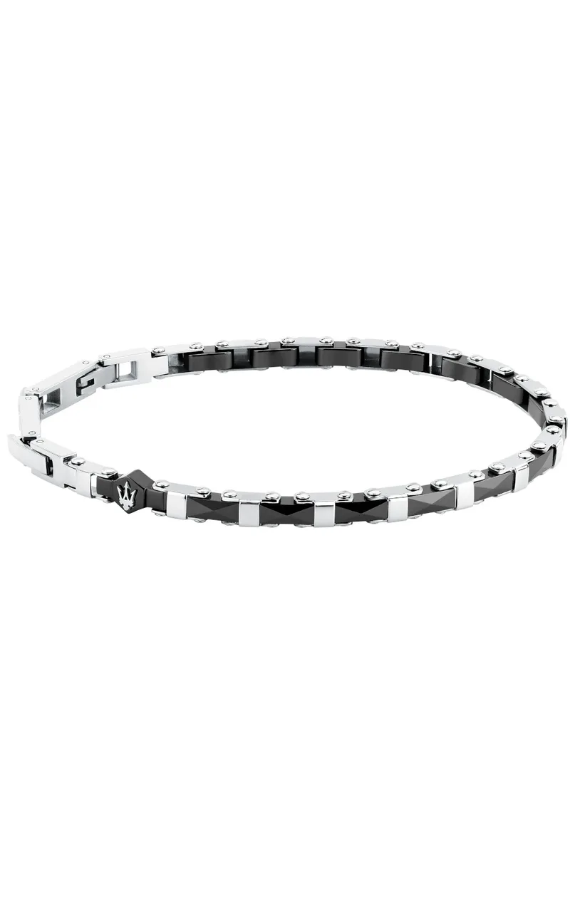 MASERATI CERAMIC JM226ATZ83 Βραχιόλι Κεραμικό Δίχρωμο Με Λογότυπο