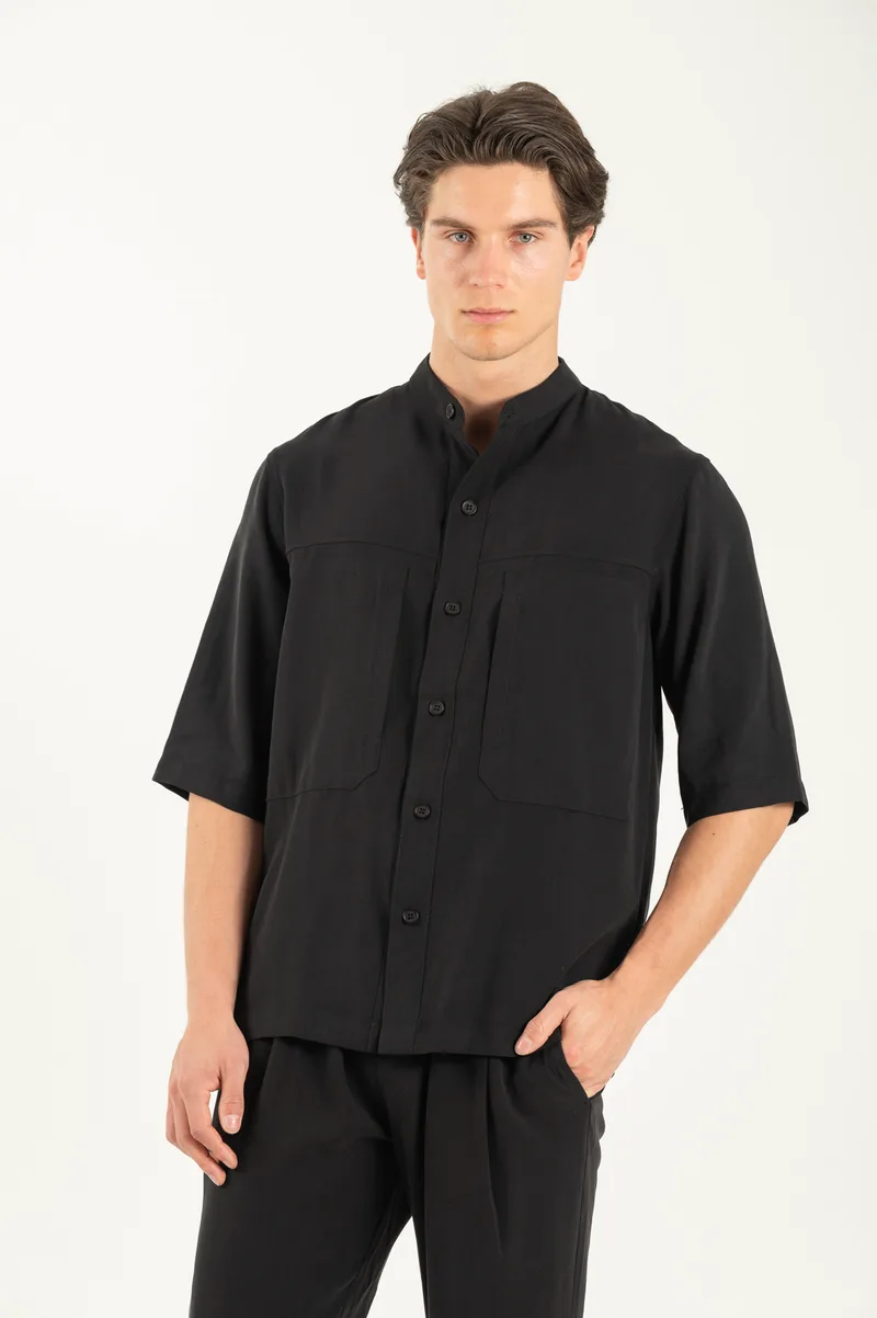 Vittorio Ανδρικό Πουκάμισο Overshirt Vittorio 300-25-CAPRI Black Μαύρο