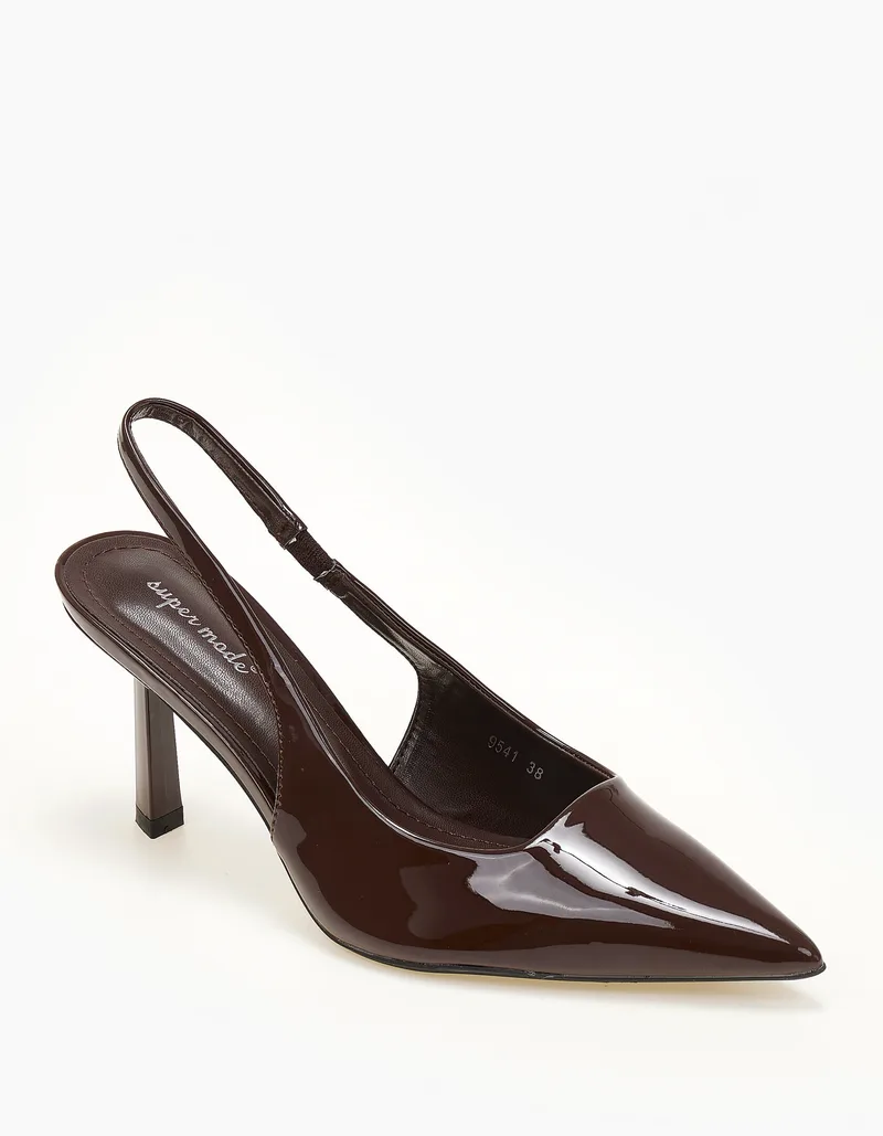 Slingback γόβες με ιδιαίτερο τακούνι - Καφέ