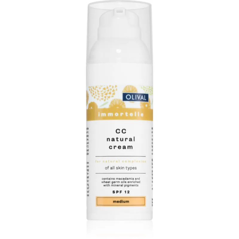 Olival Immortelle Natural ενυδατική CC κρέμα SPF 12 απόχρωση Medium 50 ml