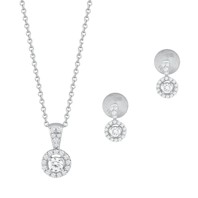 Diamond Group Λευκό Χρυσό Σετ 18 Καρατίων DSET271