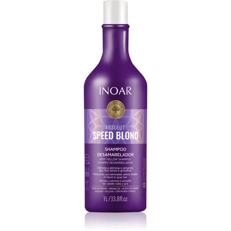 INOAR Absolut Speed Blond σαμπουάν για ξανθά μαλλιά εξουδετέρωση κίτρινων αποχρώσεων 1000 ml