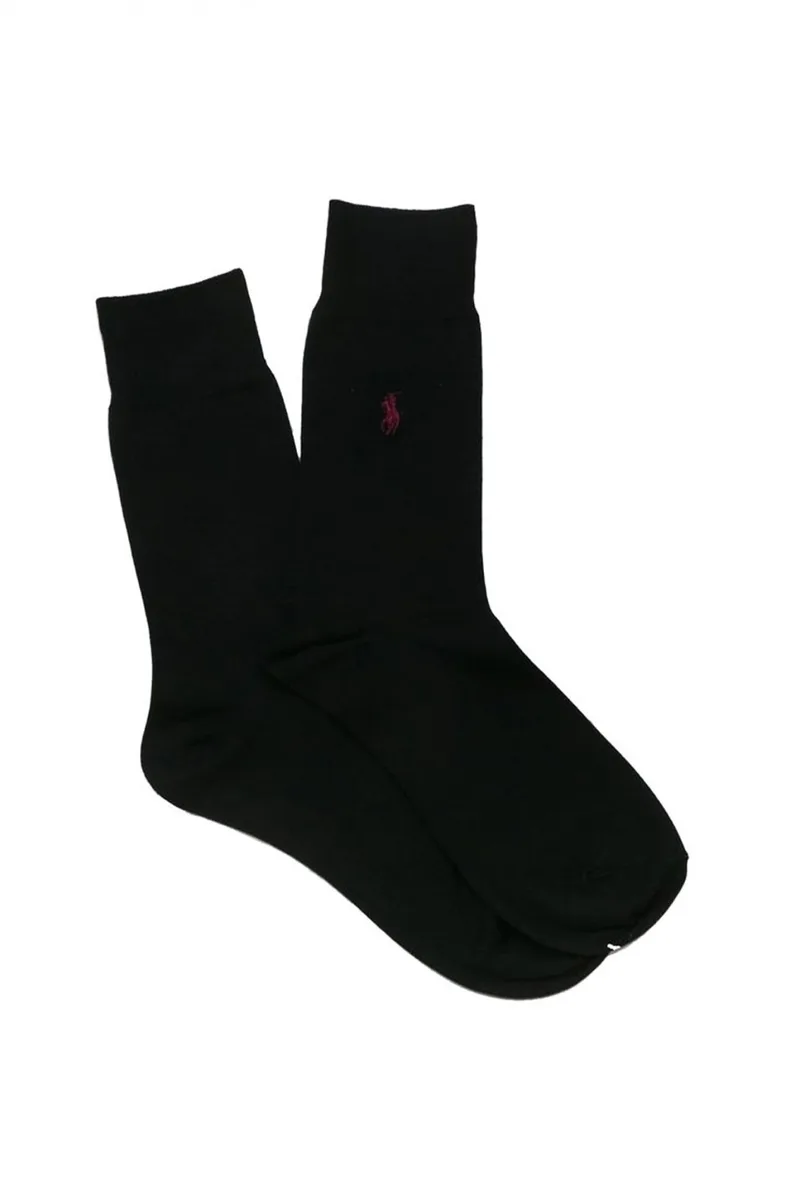RALPH LAUREN ΚΑΛΤΣΕΣ 2 PAIRS LOGO FIL D'ECOSSE ΜΑΥΡΟ