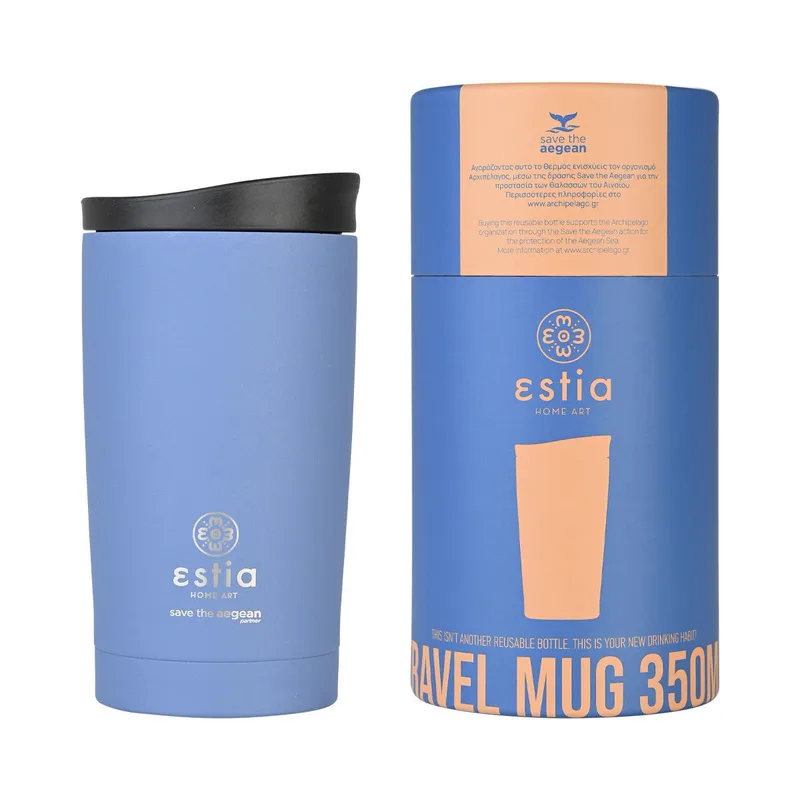 ESTIA ΘΕΡΜΟΣ TRAVEL MUG SAVE THE AEGEAN 350ml DENIM BLUE 01-20378
