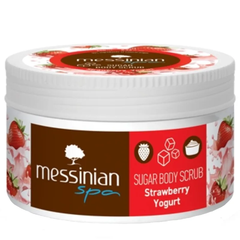 Messinian Spa Strawberry Yogurt Sugar Body Scrub Απολεπιστικό Σώματος για Ενυδάτωση & Τόνωση της Ξηρής Επιδερμίδας με Άρωμα Φράουλας 250ml