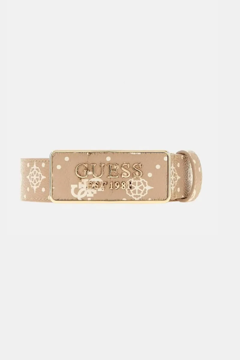 Guess γυναικεία ζώνη με all-over logo print και αγκράφα "Carrie" - BW9335P6130 Χρυσό