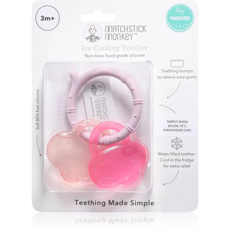 Matchstick Monkey Cooling Teether μασητικό με δροσερό αποτέλεσμα Ροζ/ Dusty Ροζ 3m+ 1 τμχ