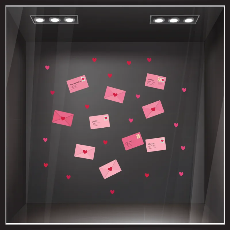 Αυτοκoλλητο Βιτρίνας LOVE LETTERS AND HEARTS