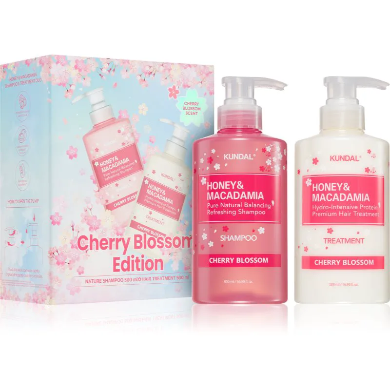 KUNDAL Honey & Macadamia Cherry Blossom Edition σετ δώρου για τα μαλλιά