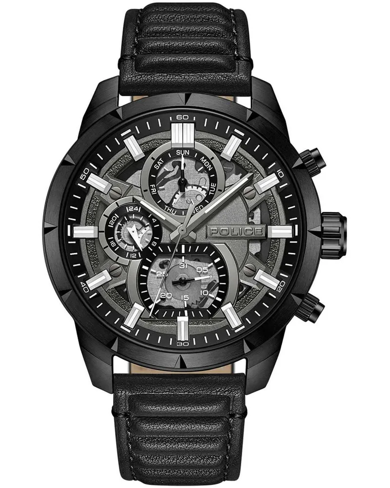 POLICE Neist - PEWJF0021803, Black case with Black Leather Strap