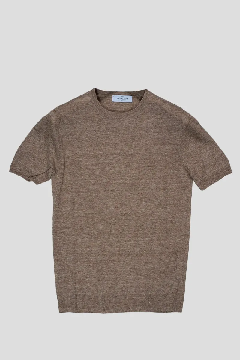 GRAN SASSO Ανδρικό Καφέ Linen T-Shirt