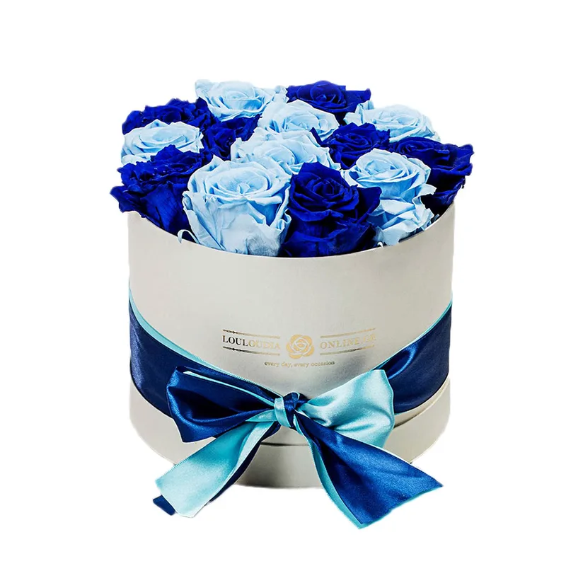 Forever Roses Μπλε-Γαλάζιο Deluxe 19x20cm 14 τριαντάφυλλα