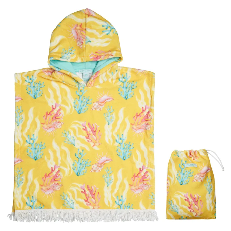 GIRL’S HOODED TERRY PONCHO SUNSET REEF