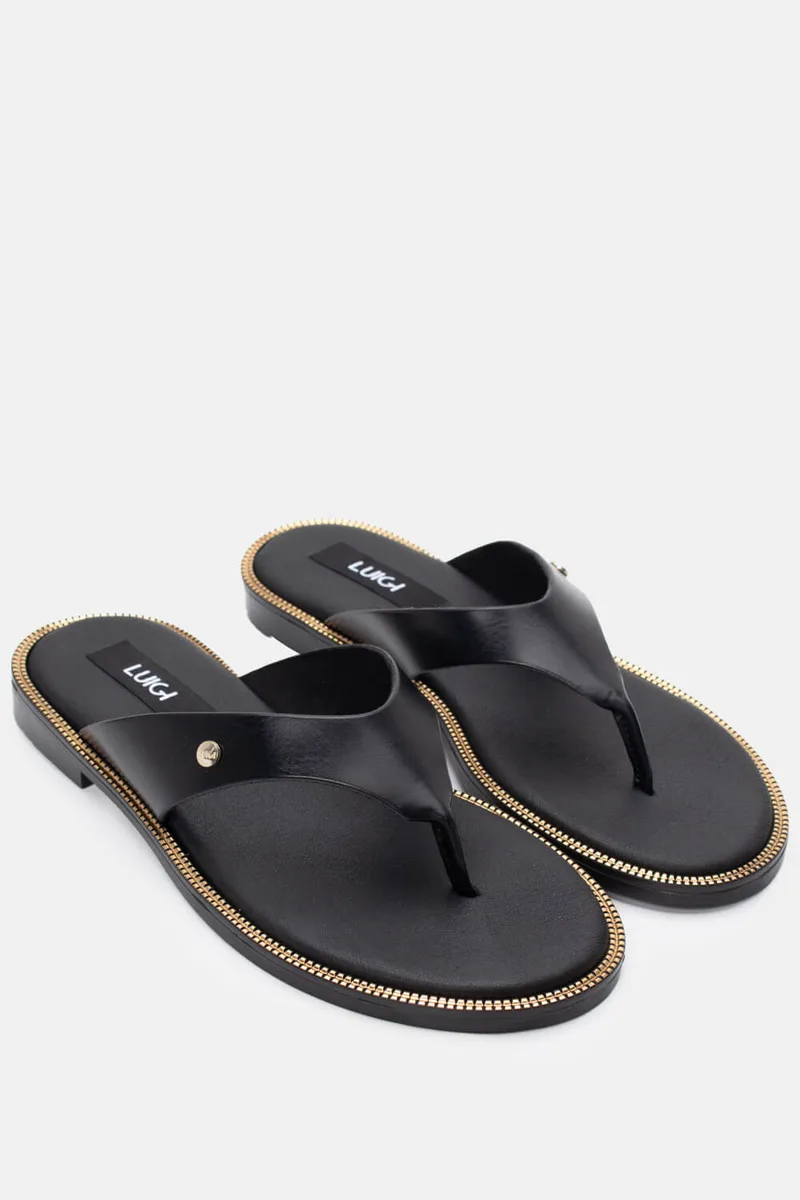 LUIGI DESIGN-Σανδάλια Flat - Μαύρο