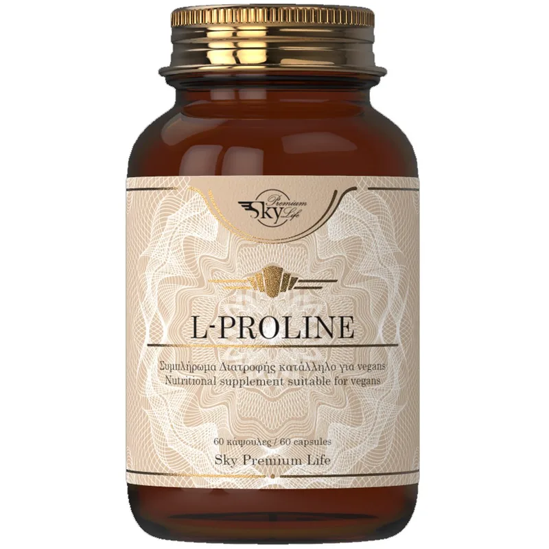 Sky Premium Life L-Proline 500mg Food Supplement Συμπλήρωμα Διατροφής που Συμβάλλει στην Παραγωγή Κολλαγόνου 60caps