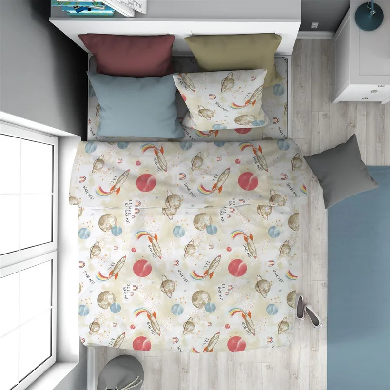 Μαξιλαροθήκη Εμπριμέ kids Spaceship 186 50x70 Μπεζ