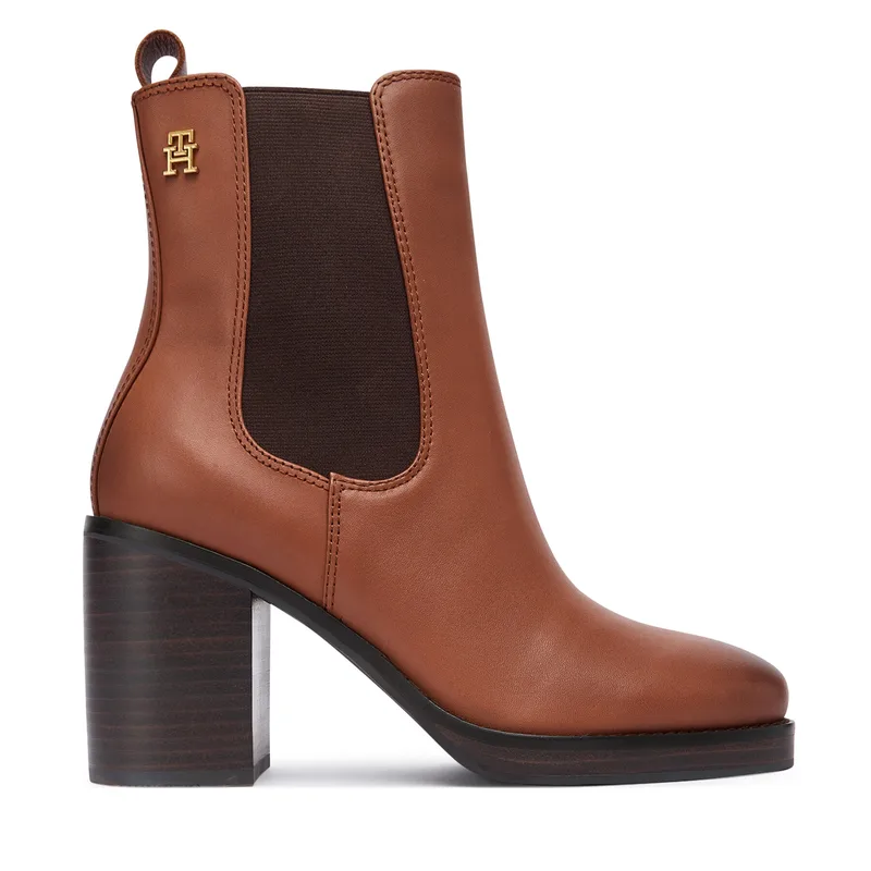 Μποτάκια Tommy Hilfiger Square Toe Chelsea High Block Hl FW0FW08844 Καφέ