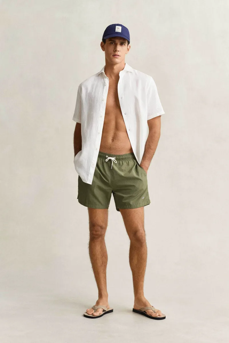 Gant ανδρικό μαγιό σορτς με κεντημένο λογότυπο Regular Fit - 920026000 Λαδί