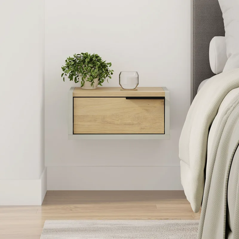 Κομοδίνο Eco - Ash Green, Sapphire Oak 855Dte3566 (40x18,8x30 cm)