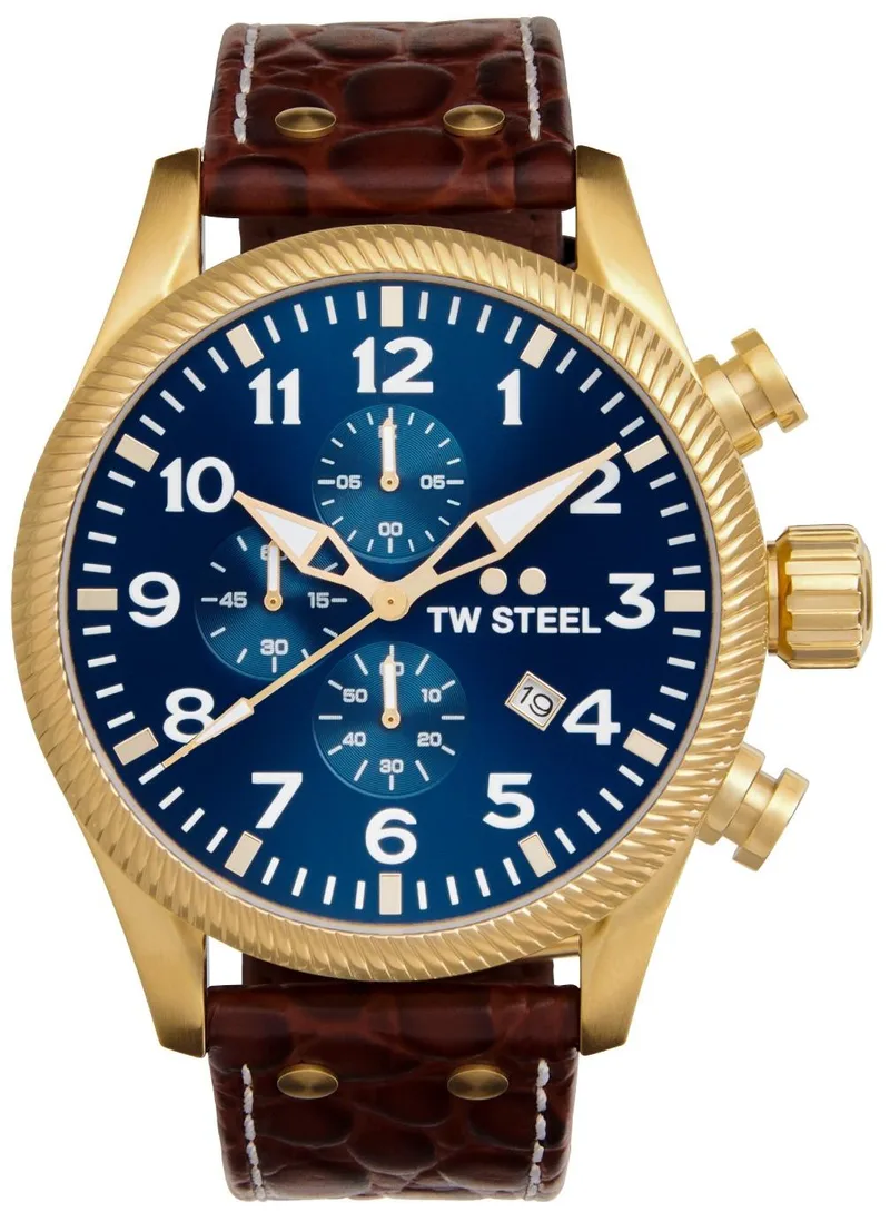 TW STEEL Volante Chronograph - VS114, Χρυσό case with Brown Leather Strap