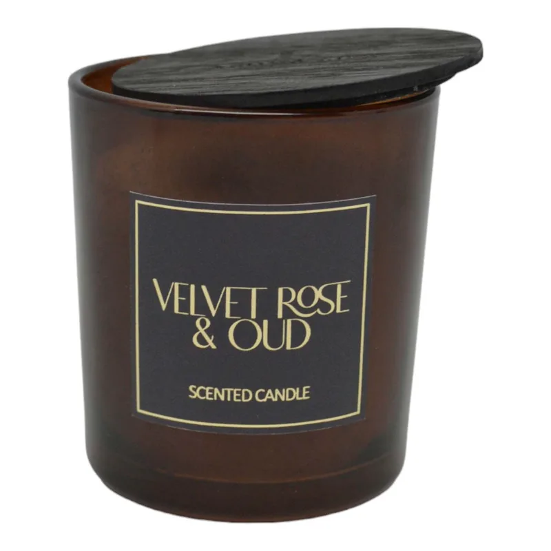 Αρωματικό Κερί Velvet Rose & Oud Σε Γυάλινο Δοχείο Με Καπάκι 7x7x7.8cm