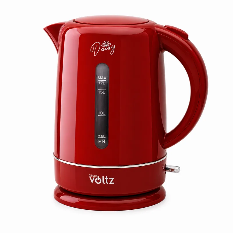 Ηλεκτρικός βραστήρας Oliver Voltz Daisy OV51230W, 2200W, 1.7 l, Αυτόματη απενεργοποίηση, Κόκκινο