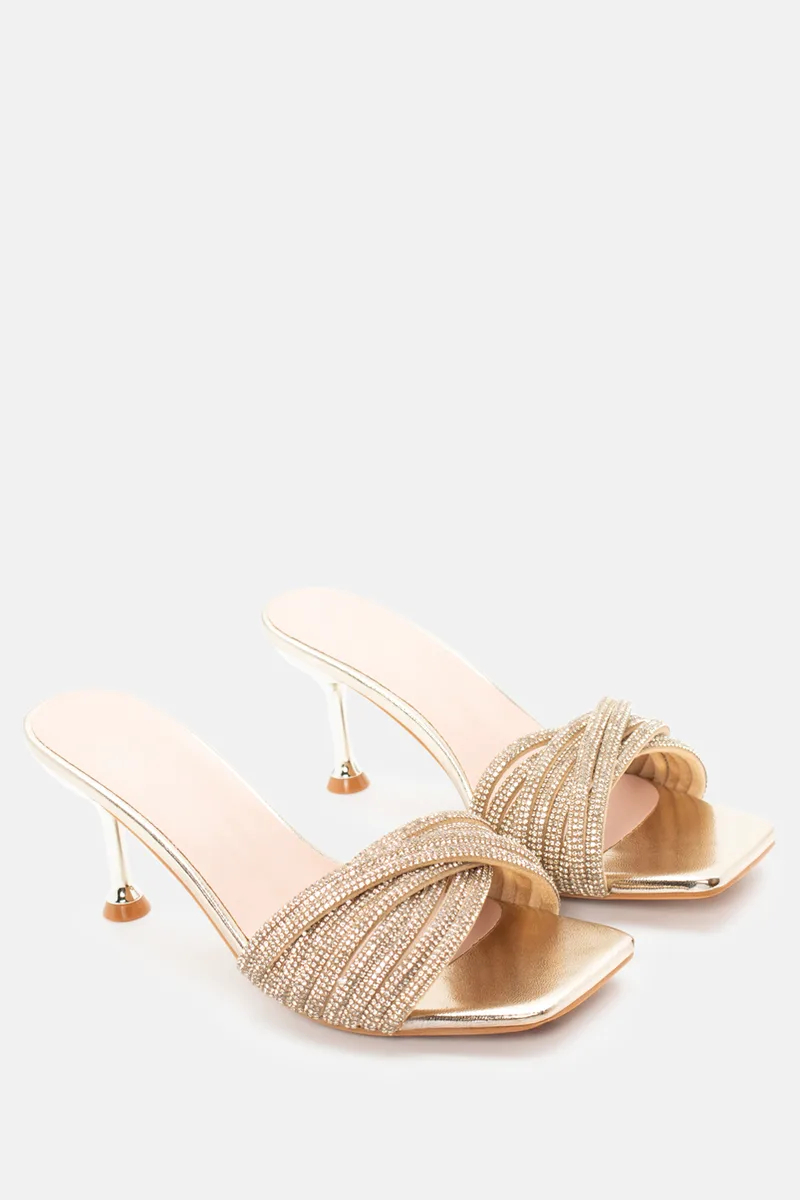 Mules με Φάσα Από Strass - Χρυσό