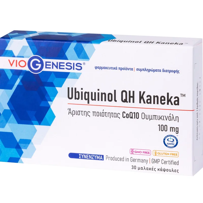 Viogenesis Ubiquinol QH Kaneka 100mg Συμπλήρωμα Διατροφής με Ουμπικινόλη Υψηλής Ποιότητας & Βιοδιαθεσιμότητας για την Ενίσχυση Παραγωγής Ενέργειας σε Κυτταρικό Επίπεδο με Αντιοξειδωτικές Ιδιότητες 30 Softgels