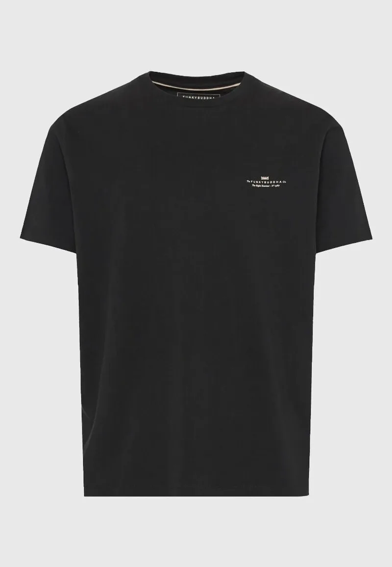 Funky Buddha Ανδρικό μονόχρωμο T-shirt - The basics collection FBM013-001-04 Μαύρο