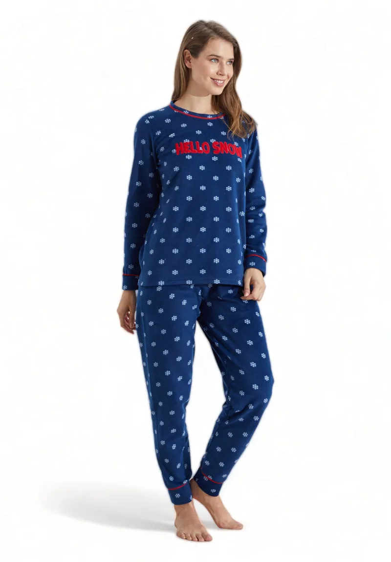 Πιτζαμα γυναικεία Fleece Siyah Inci Hello Snow SI23223019-A-Μπλε