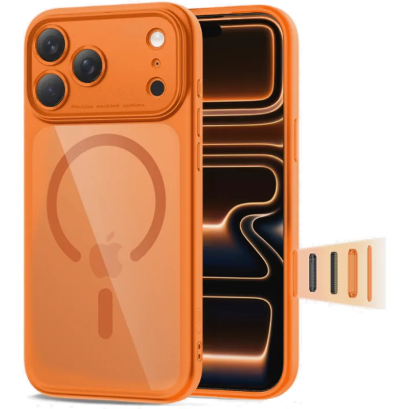 Θήκη iPhone 17 Pro Tech-Protect MagPeak CC Σκληρή Διάφανη με MagSafe & Πλαίσιο Κάμερας - Cosmic Πορτοκαλί / Clear (5906302333813)